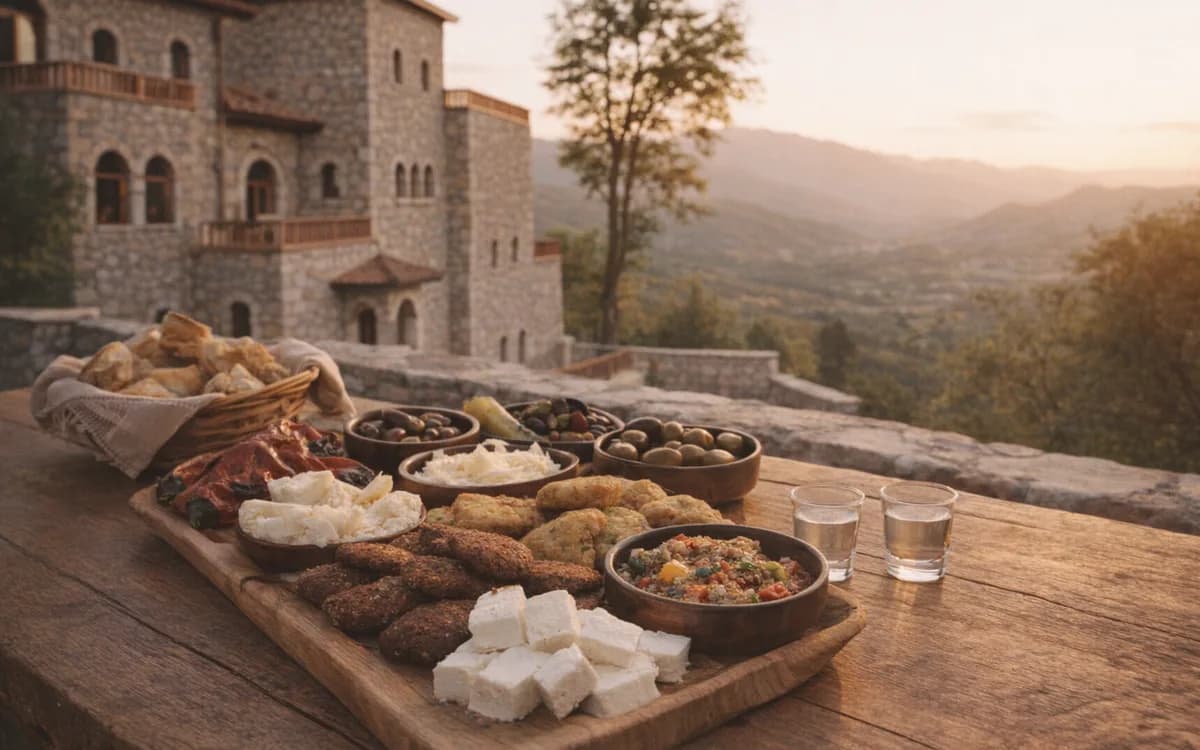 Albanian Meze and Raki in the Klos Mountains