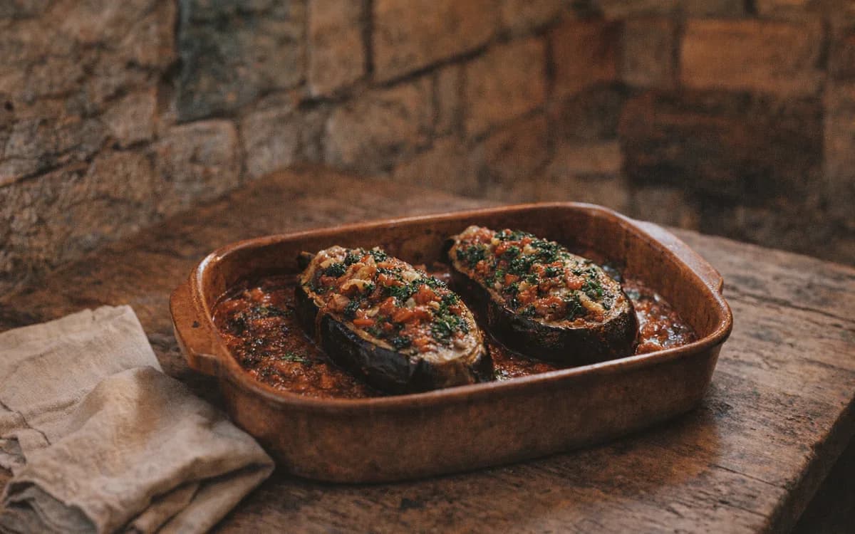 Patëllxhan të Mbushur: Albanian Stuffed Eggplant